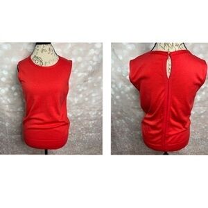 LANDS' END Cotton Blend Sleeveless Top Red Medium